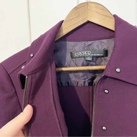 Kasper Purple Jacket with Rivet Detailing . Size Large. - Picture 6 of 9